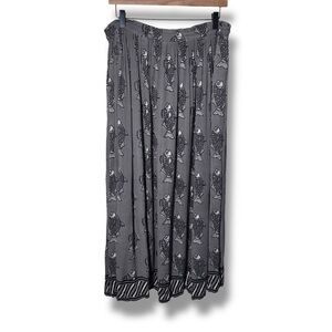 Vintage Chico's Broomstick Maxi Long Skirt Grey Black Fish One Size 90s Y2K